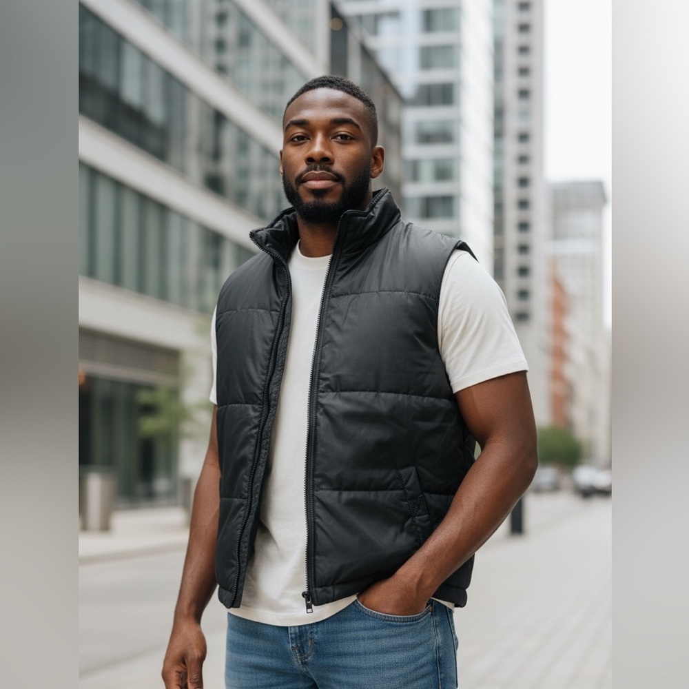 #494 Algonquin Men's Black Quilted Vest